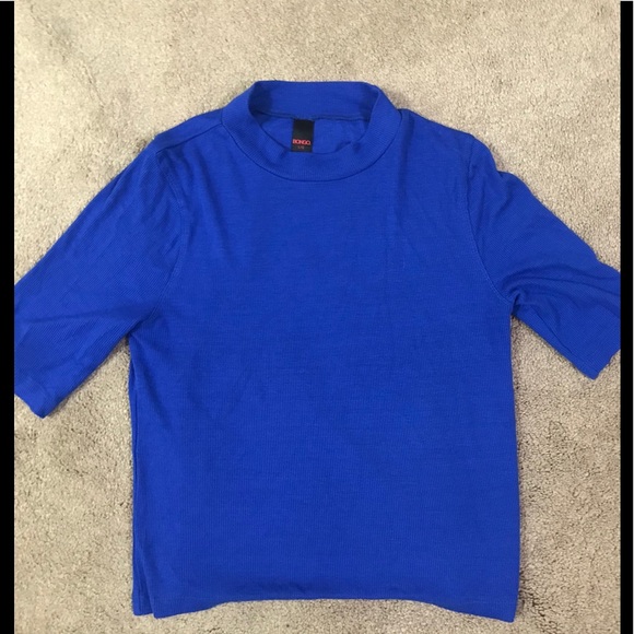 BONGO Tops - Mock neck half sleeve ribbed not short crop top